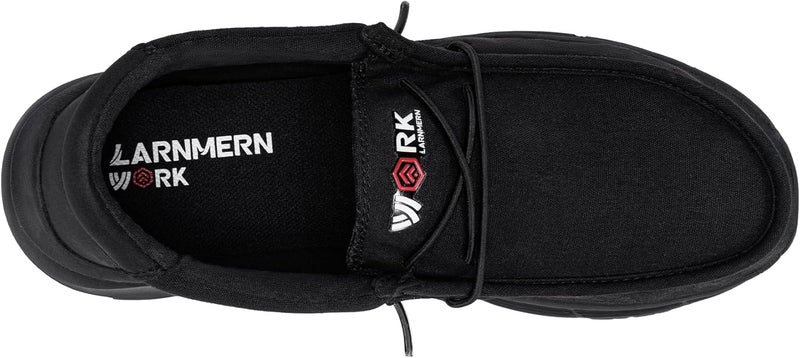 LARNMERN Men Non Slip Shoes Work Slip On Food Service Slip Resistant Shoe Kitchen Chef Loafers Boat Canvas Casual Walking Black - Image 4